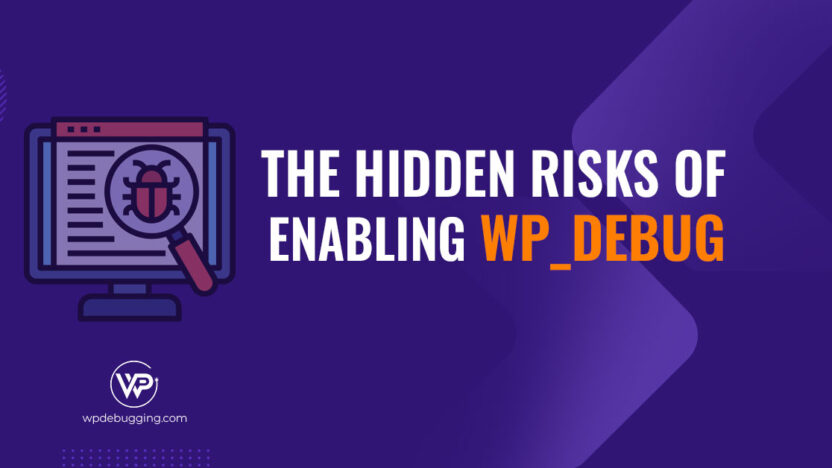 Warning screen illustrating the dangers of enabling WP_DEBUG on live WordPress sites